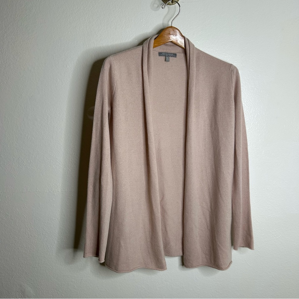 100% Cashmere Pale Pink Waterfall Drape Style Cardigan Sweater Size XS